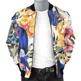 Toucan Leaves Flower Pattern Men Bomber Jacket