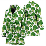 Broccoli Pattern Background Women Bathrobe