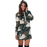 Swan Pattern Women Hoodie Dress