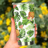 Pineapple Flower Leaves Pattern Tumbler