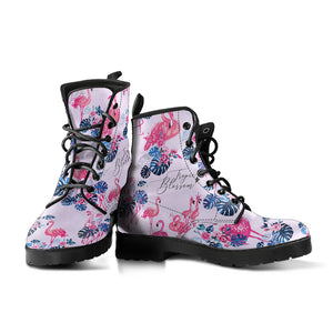 Flamingo Pink Pattern Leather Boots