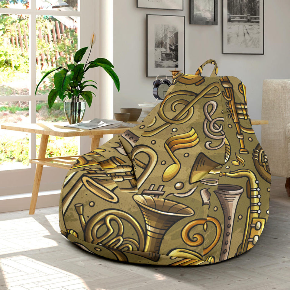 Saxophone Gold Pattern Bean Bag Cover