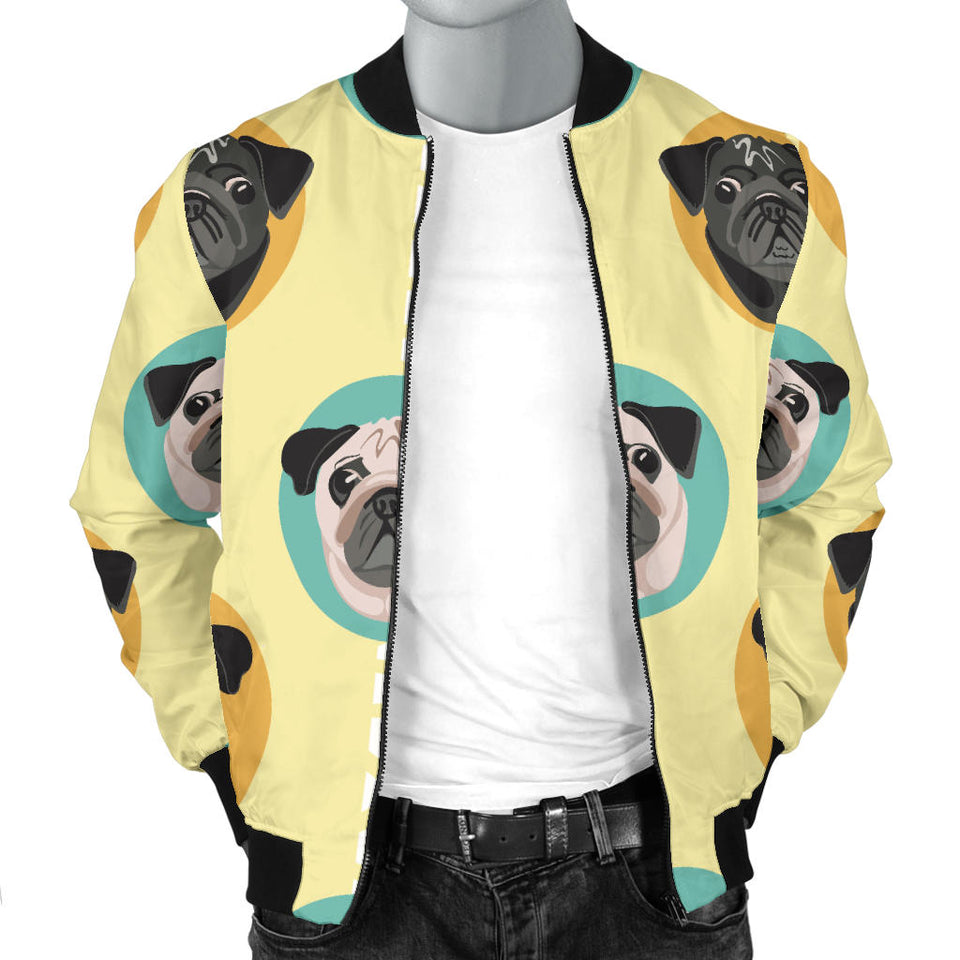 Pug Head Pattern Men Bomber Jacket