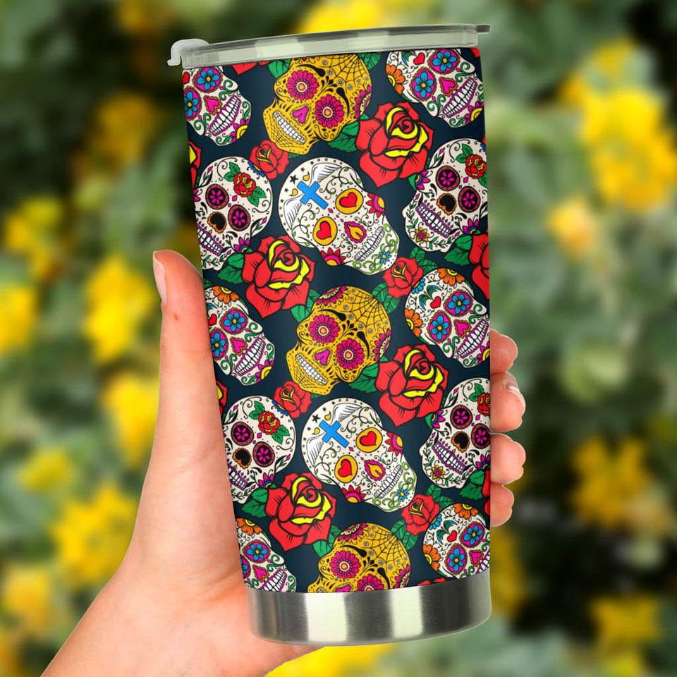 Suger Skull Pattern Background Tumbler