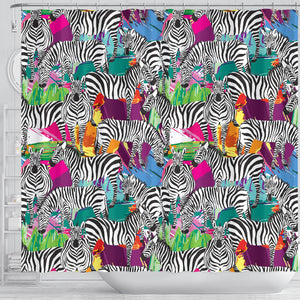 Zebra Colorful Pattern Shower Curtain Fulfilled In US