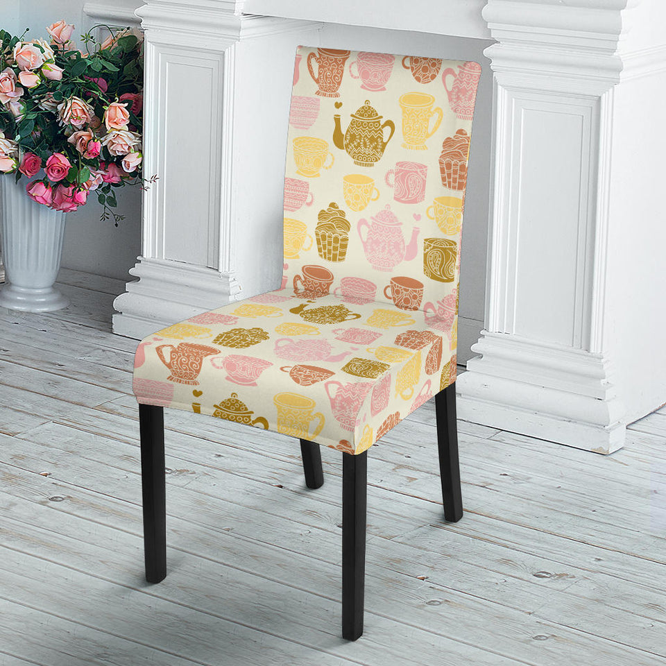 Tea pots Pattern Print Design 02 Dining Chair Slipcover