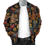 Rooster Chicken Flower Pattern Men Bomber Jacket