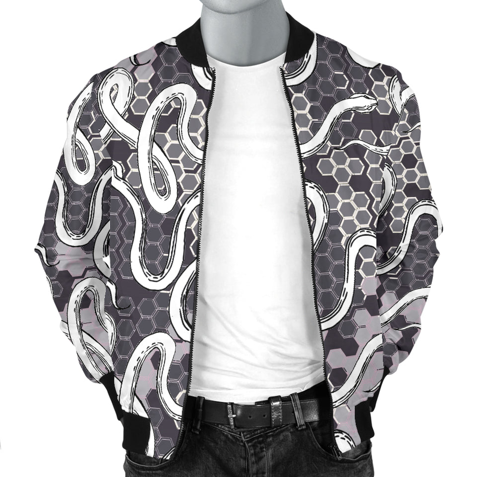 Snake Gray Pattern Men Bomber Jacket