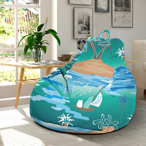 Sailboat Water Color Pattern Bean Bag Cover