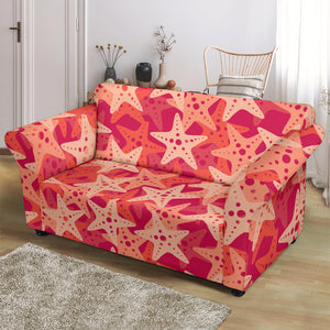 Starfish Red Theme Pattern Loveseat Couch Slipcover