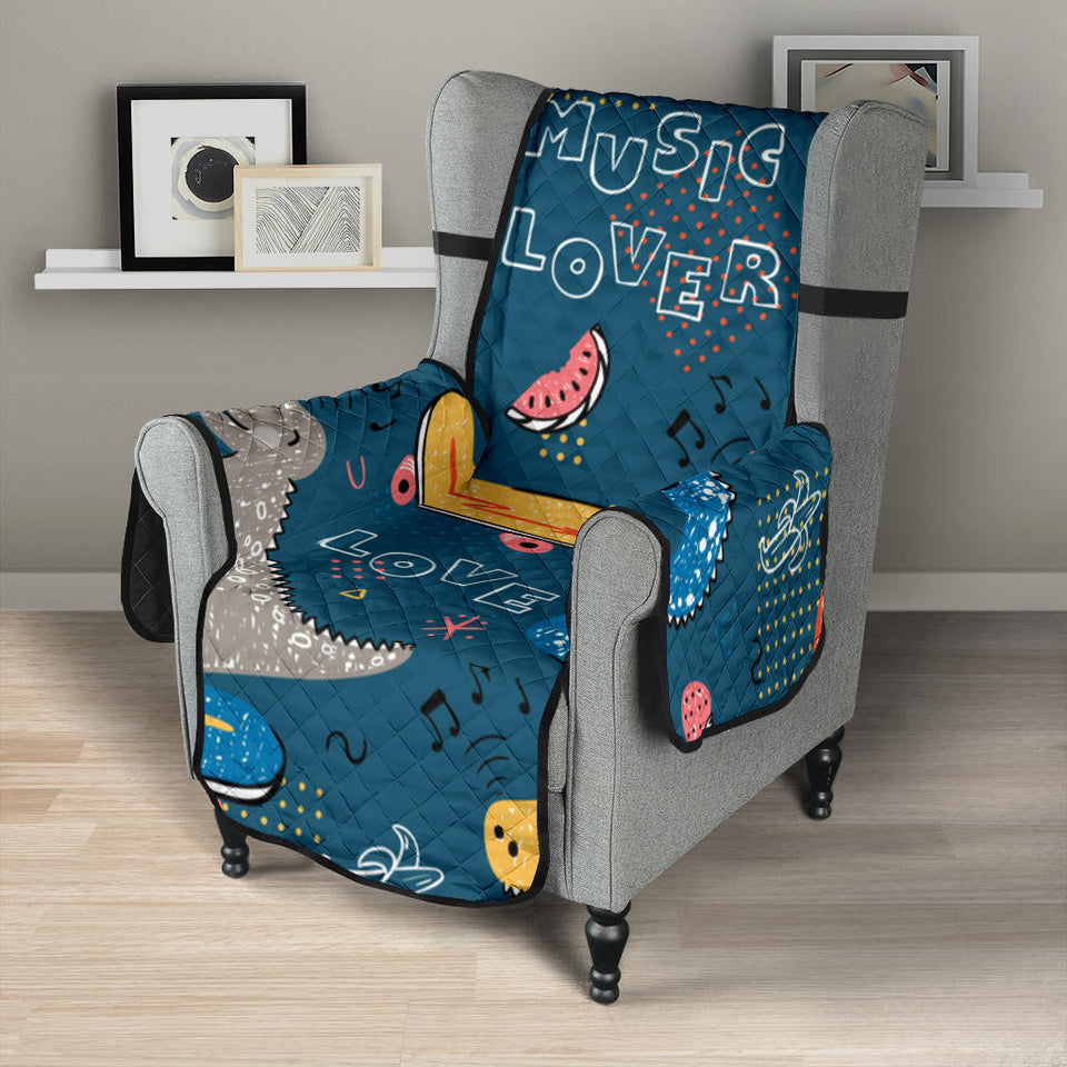 Dinosaur Music Skating Pattern Chair Cover Protector