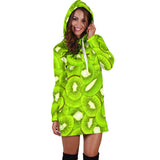 Sliced Kiwi Pattern Women Hoodie Dress