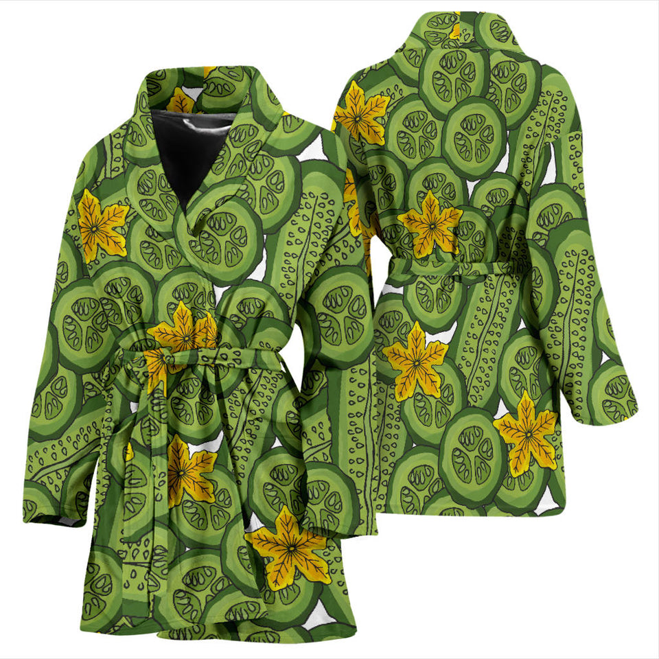 Cucumber Pattern Theme Women Bathrobe