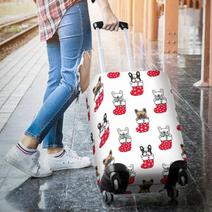 French Bulldog in Sock Pattern Luggage Covers