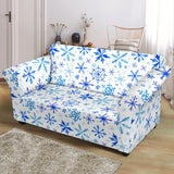 Blue Snowflake Pattern Loveseat Couch Slipcover