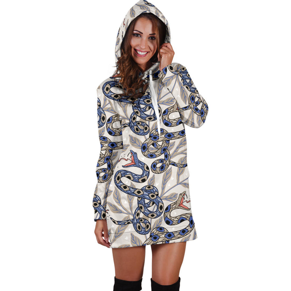 Snake Leaves Pattern Women Hoodie Dress