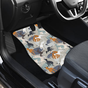 Greyhound Pattern Print Design 04 Front and Back Car Mats