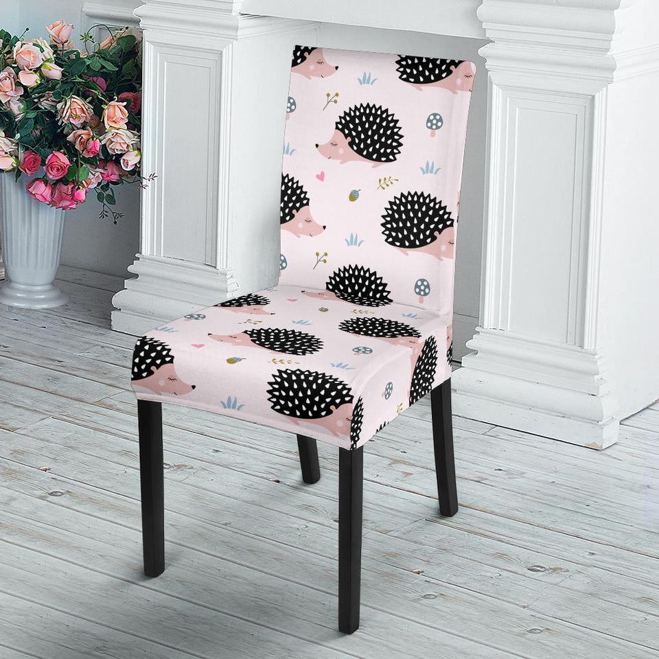 Hedgehog Pattern Print Design 04 Dining Chair Slipcover