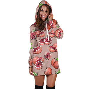 Grapefruit Pattern Background Women Hoodie Dress