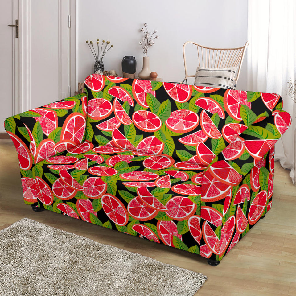 Grapefruit Leaves Pattern Loveseat Couch Slipcover