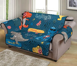 Dinosaur Music Skating Pattern Loveseat Couch Cover Protector