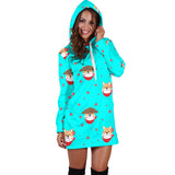 Shiba Inu Japanese Hat Pattern Women Hoodie Dress