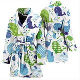 Whale Stripe Dot Pattern Women Bathrobe