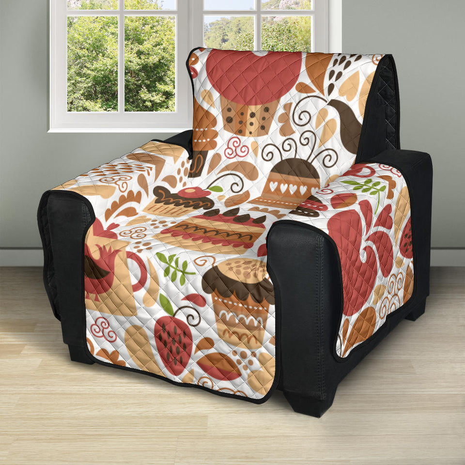 Hand Drawn Cake Pattern Recliner Cover Protector