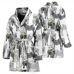 Zebra Pattern Women Bathrobe