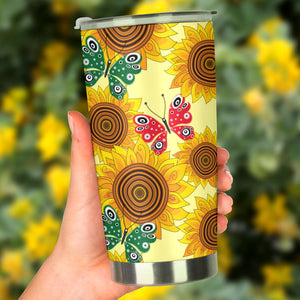 Sunflower Butterfly Pattern Tumbler