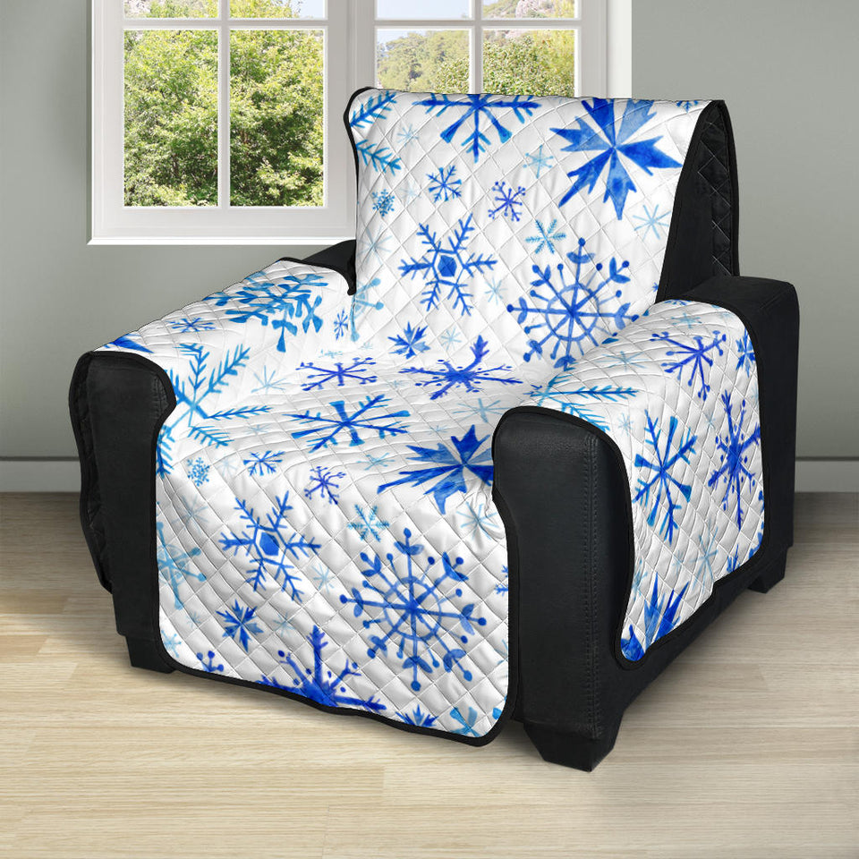 Blue Snowflake Pattern Recliner Cover Protector