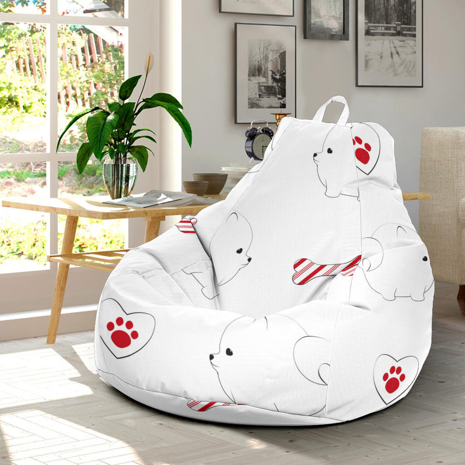 White Pomeranian Pattern Bean Bag Cover