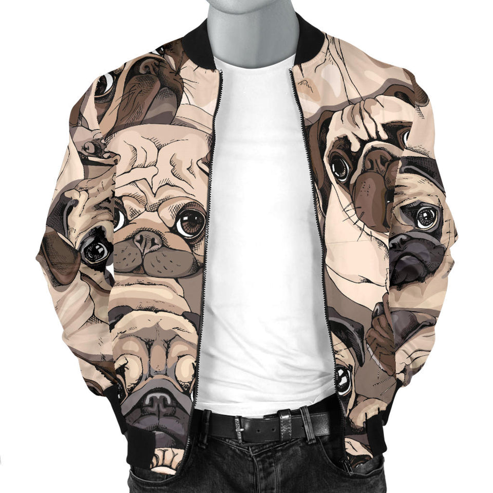 Pug Pattern Background Men Bomber Jacket