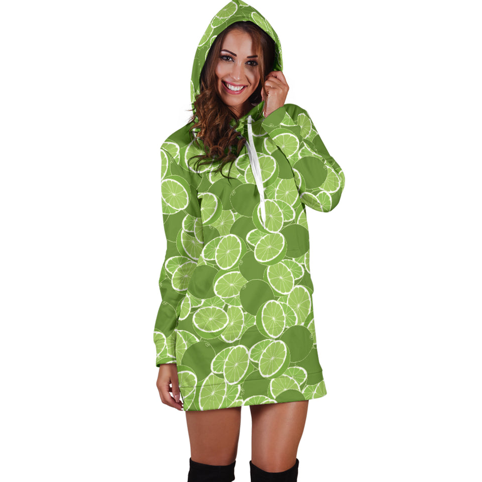 Lime Pattern Background Women Hoodie Dress