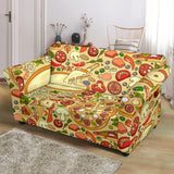 Pizza Pattern Background Loveseat Couch Slipcover