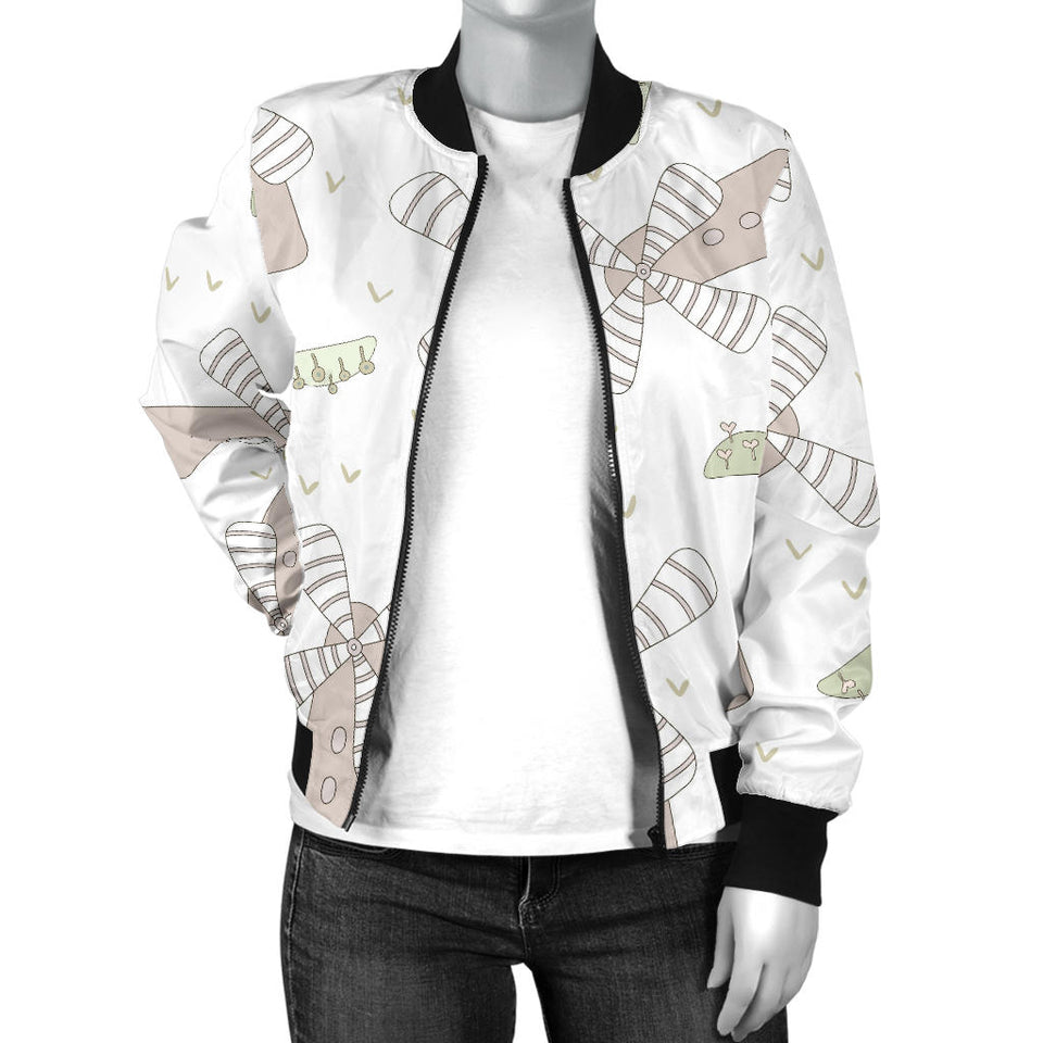 Windmill Pattern Background Women Bomber Jacket