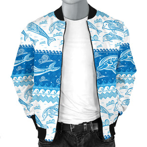 Dolphin Tribal Pattern Ethnic Motifs Men Bomber Jacket