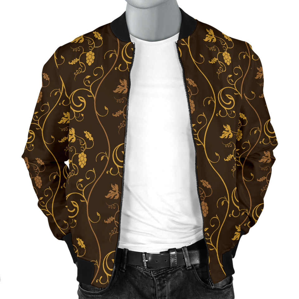 Gold Grape Pattern Men Bomber Jacket