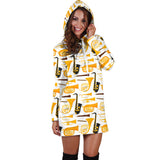 Saxophone Theme Pattern Women Hoodie Dress