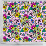 Colorful Suger Skull Pattern Shower Curtain Fulfilled In US