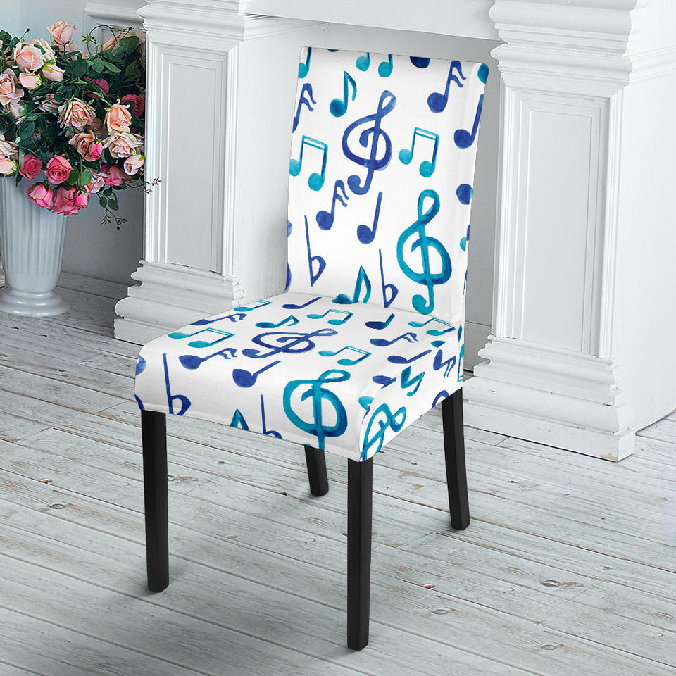 Music Notes Pattern Print Design 03 Dining Chair Slipcover