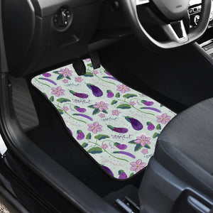 Eggplant Pattern Print Design 03 Front and Back Car Mats