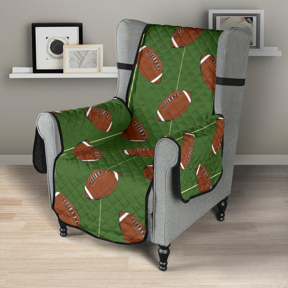 American Football Ball Pattern Green Background Chair Cover Protector