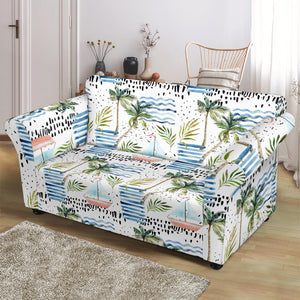 Sailboat Pattern Theme Loveseat Couch Slipcover