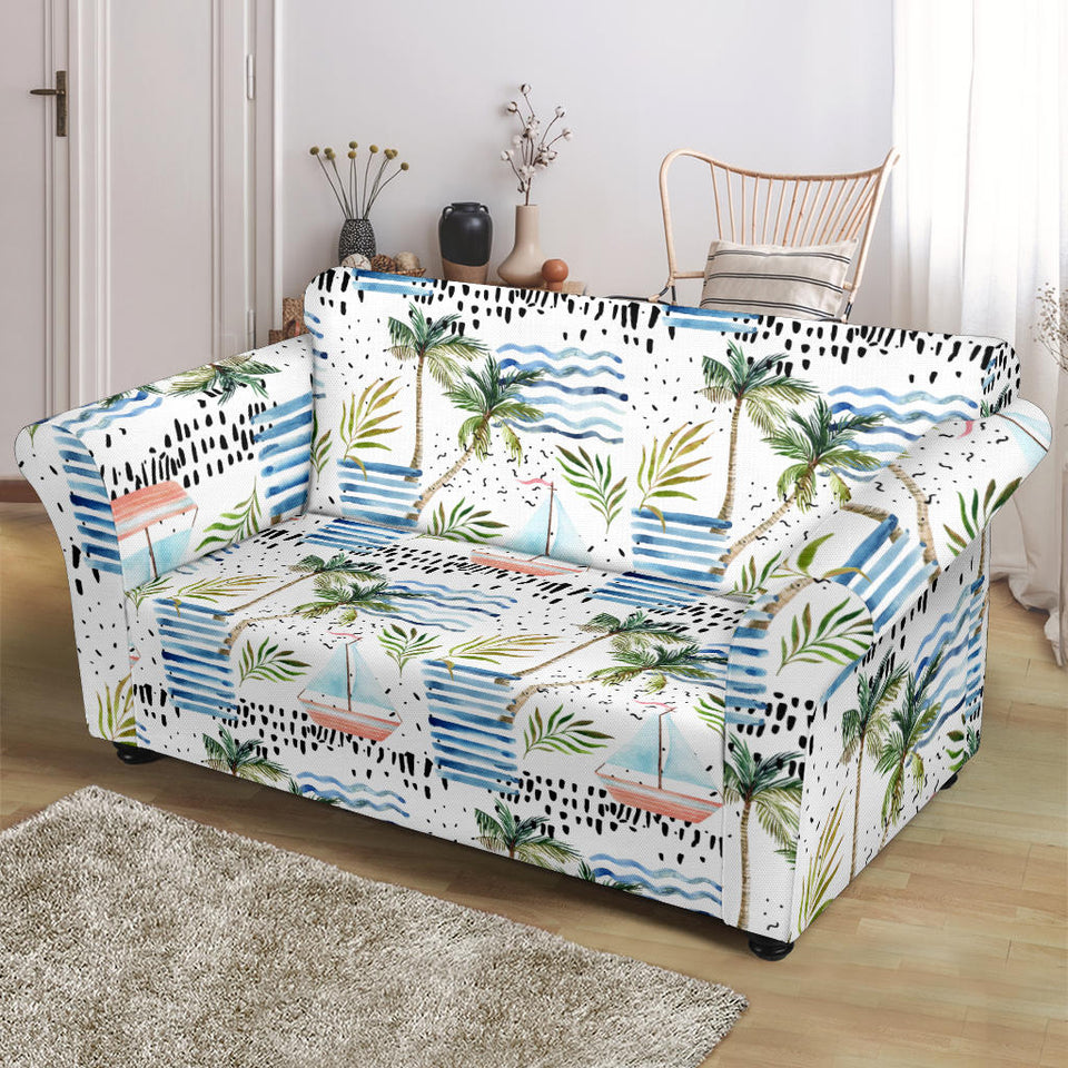 Sailboat Pattern Theme Loveseat Couch Slipcover