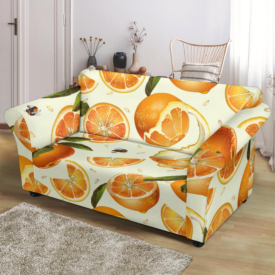 Orange Pattern Loveseat Couch Slipcover