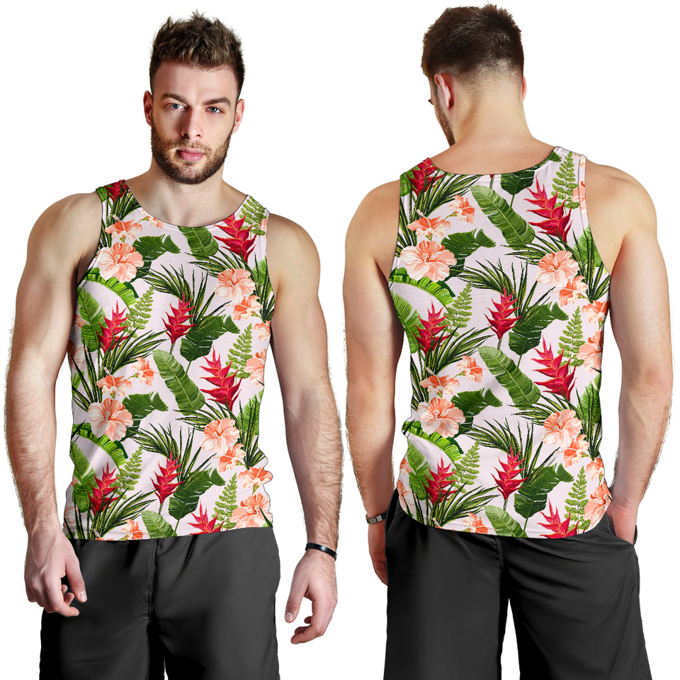 Heliconia Hibiscus Leaves Pattern Men Tank Top