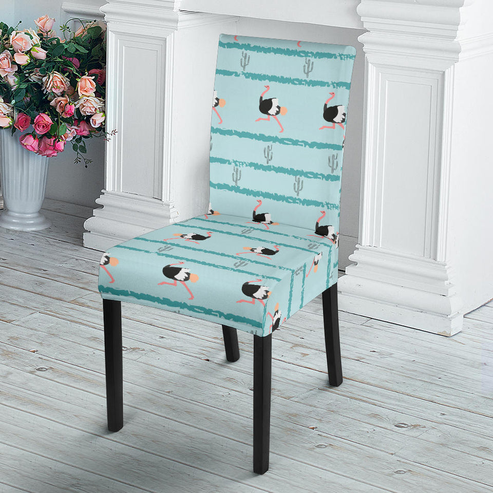 Ostrich Pattern Print Design 04 Dining Chair Slipcover