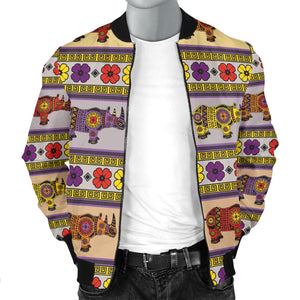 Rhino African Afro Dashiki Adinkra Kente Pattern Men Bomber Jacket