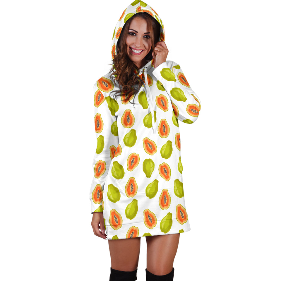 Papaya Pattern Theme Women Hoodie Dress